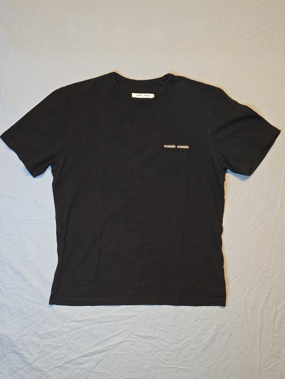 Samsoe Samsoe Black Organic Cotton Spellout Logo Short Sleeve Crewneck T Shirt